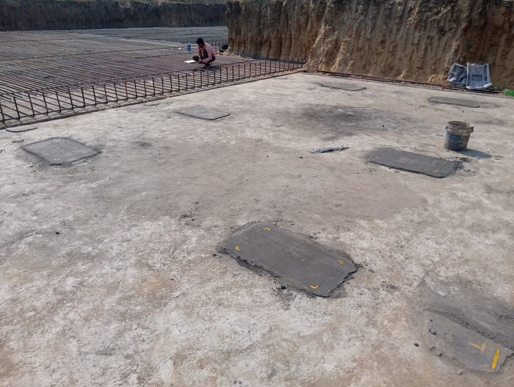 Hostel Block H2 – Layout over PCC for steel placing & binding in progress